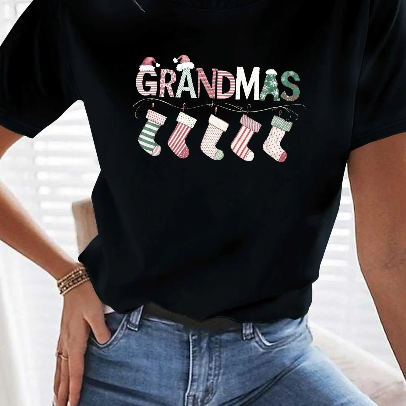 

Funny 3D Christmas Elements Printed Women's T-Shirts Fashion New Year X'mas Crew NeckTops Street Daily Hip Hop Female Clothing