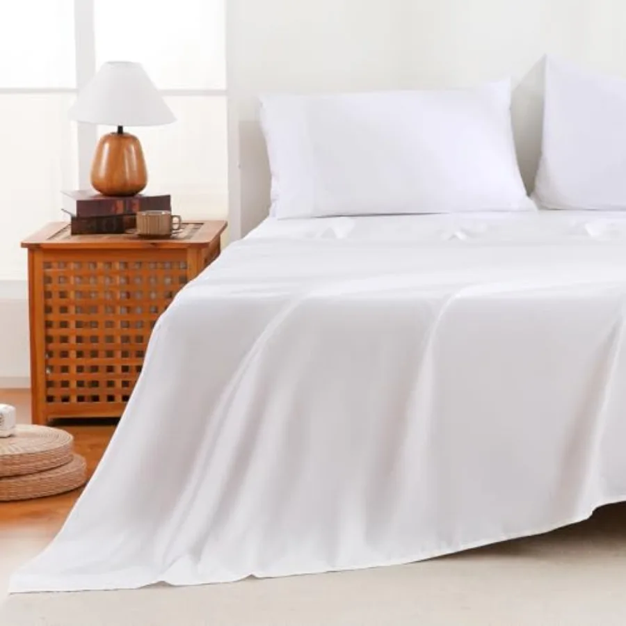 

100% Cotton Sheets Size Sheet Set with Deep Pocket Fitted Sheet Up to 16" Luxury Hotel 400 Thread Count Bedsheet Soft Breathabl