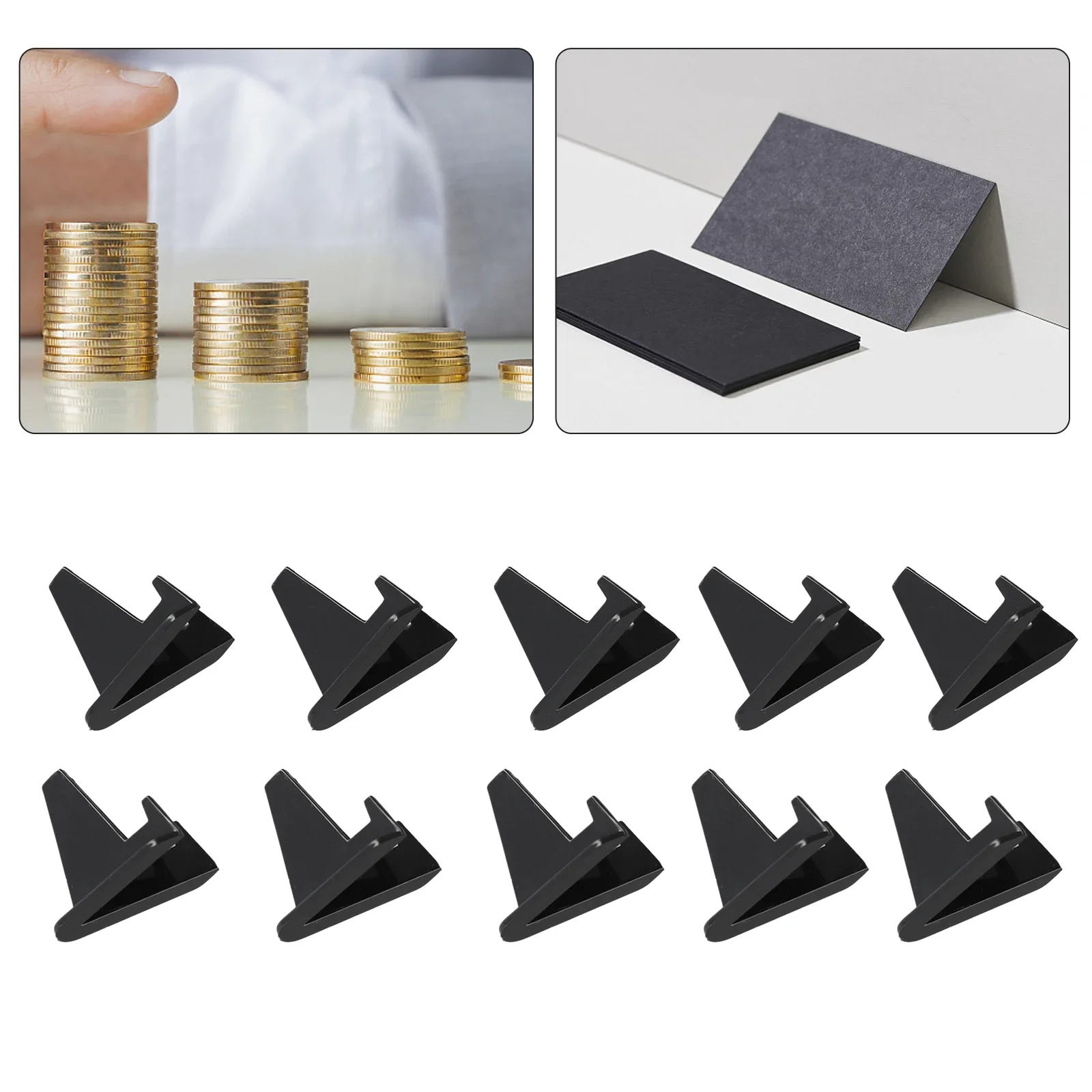 

10pcs Mini Coin Display Easel Holder Postcard Display Acrylic Stands Collection Coin Storage Rack Black Medal Triangle Shelf