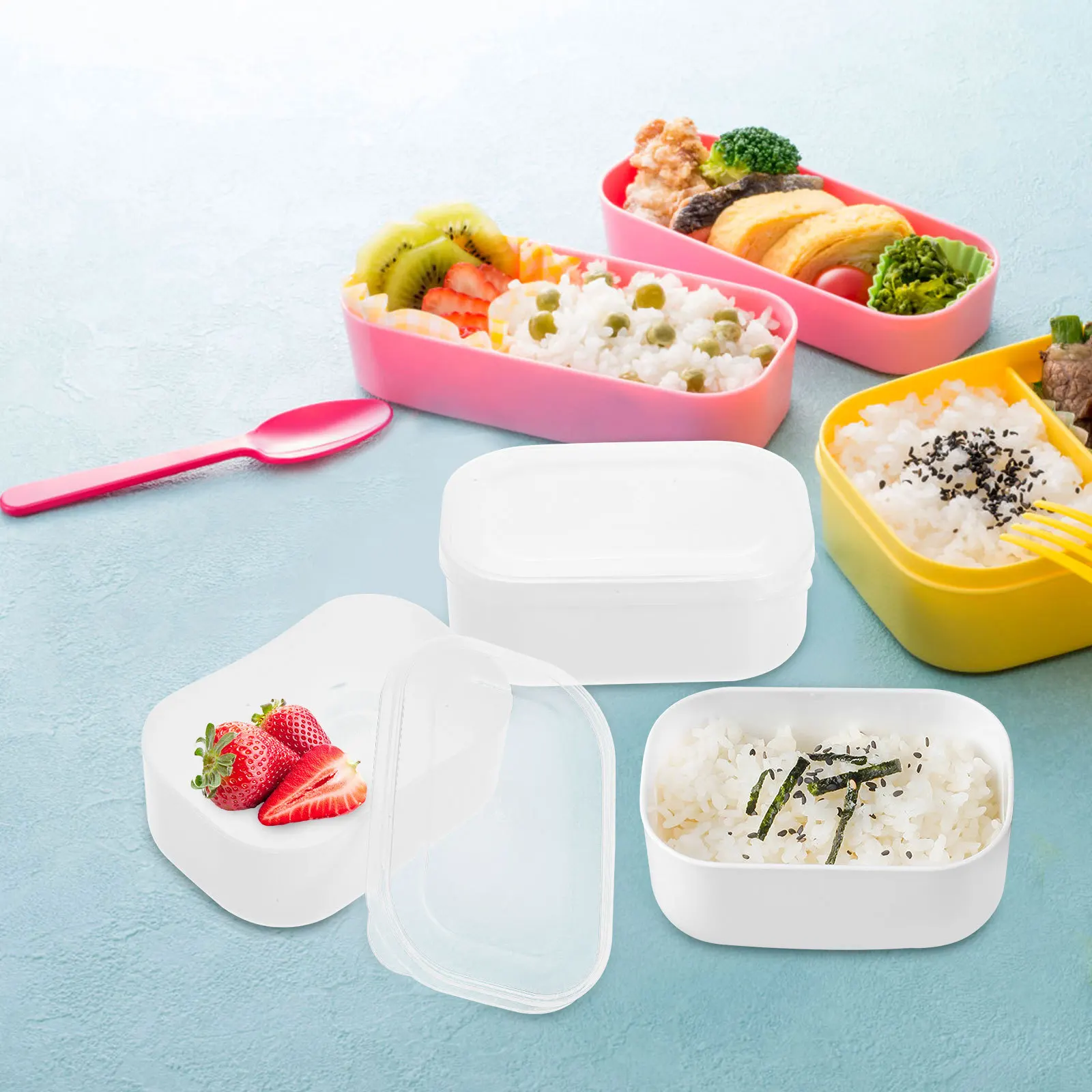

6Pcs Freezer Storage Boxes Portable Food Containers Compact Rice Vegetable Fruit Organizer with Sealing for Daily Use