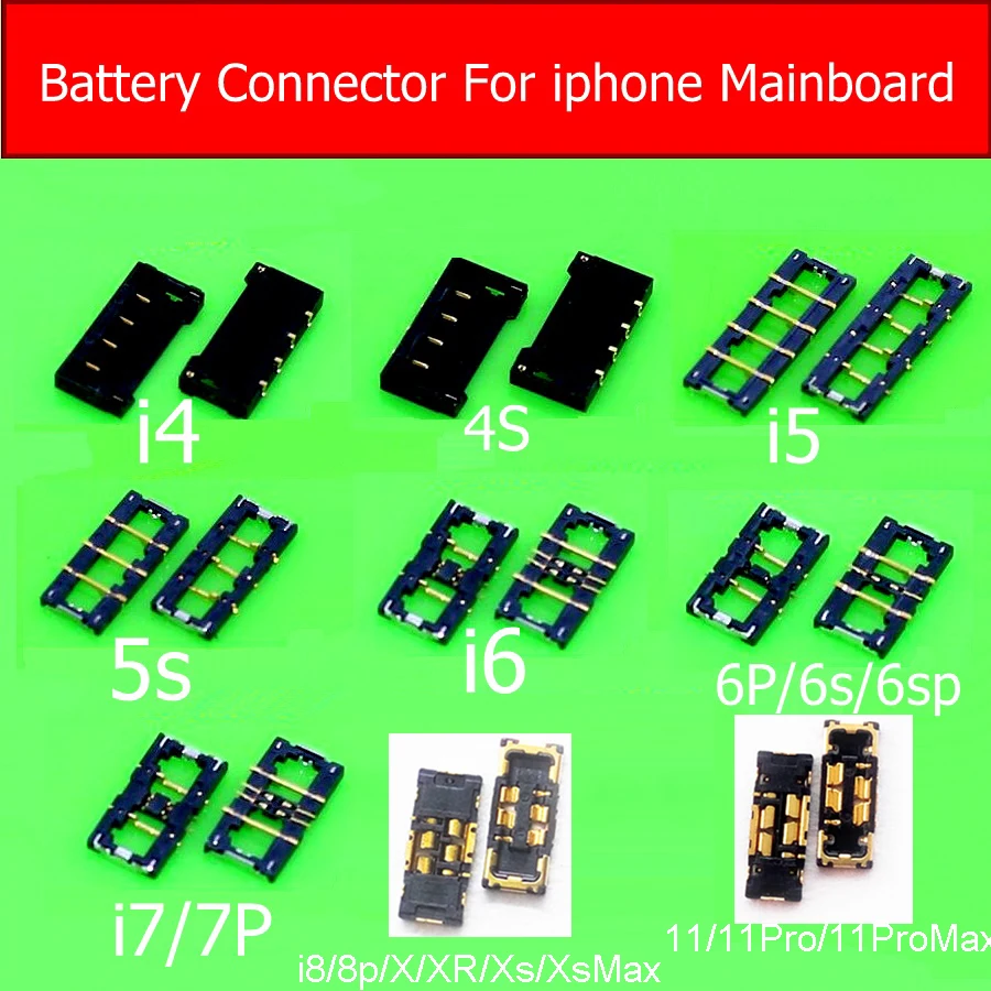 Inline FPC Battery Connector Holder For iphone 4s 5s 6 7 8 Plus Inner Clip Motherboard For iphone Xs Max XR 11 12 Pro Max SE2020