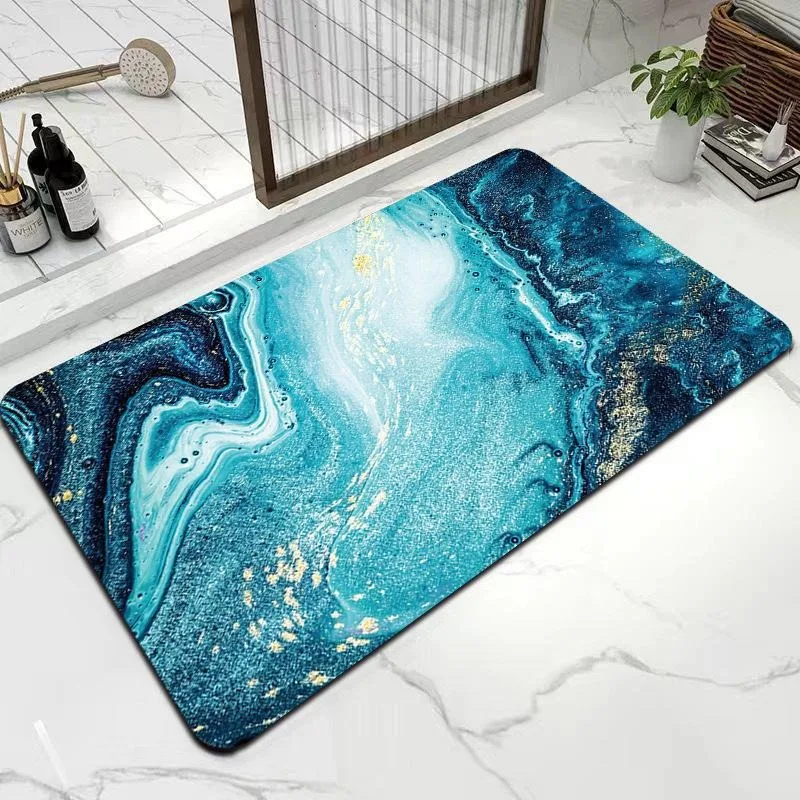 Marble Pattern Bathroom Absorbent Floor Mat Home Decoration Room Door Mat Bedroom Living Room Entrance Entrance Carpet