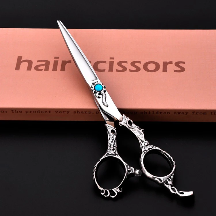 Professional 6-inch Barber Scissor 440C Carved Hair Thinning Shear with Stainless Steel Blade
