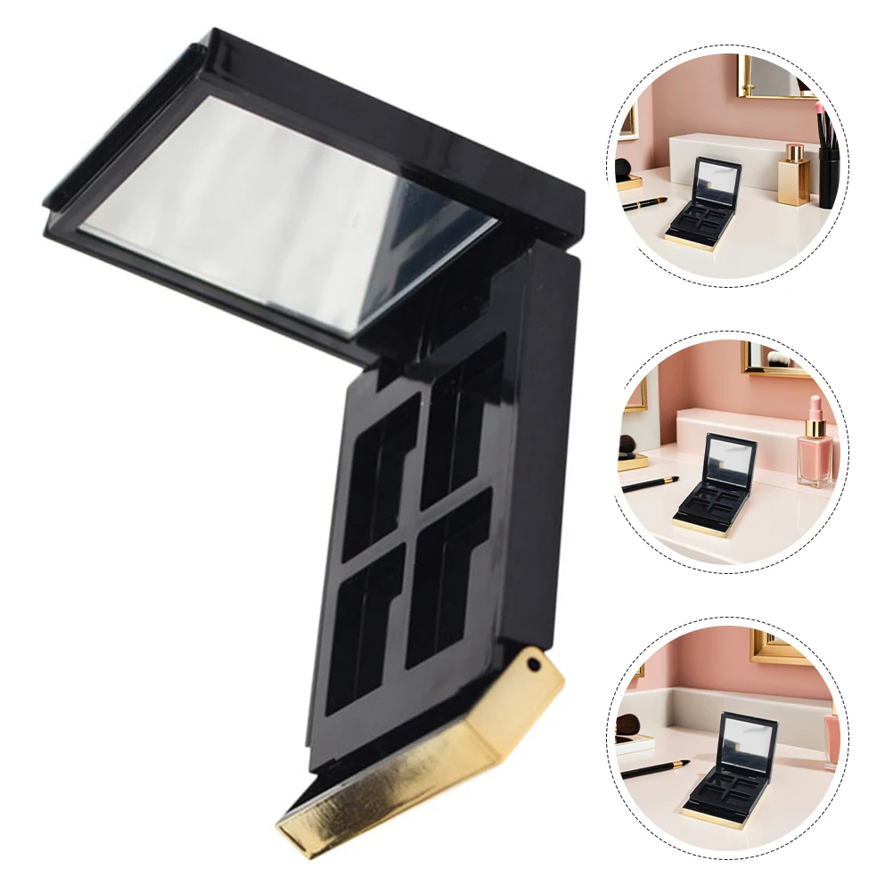 

1pcs Empty Mini Organizer Flip Cover Travel 4 Grids Diy Storage Case For Eyeshadow Lipstick Blush Refillable Portable Makeup