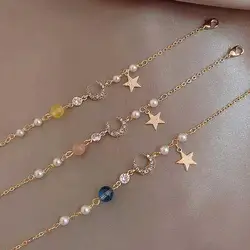 Coreano zircone perla stella luna bracciali per le donne carino elegante arco regolabile braccialetto braccialetto ragazze gioielli di moda regalo del partito