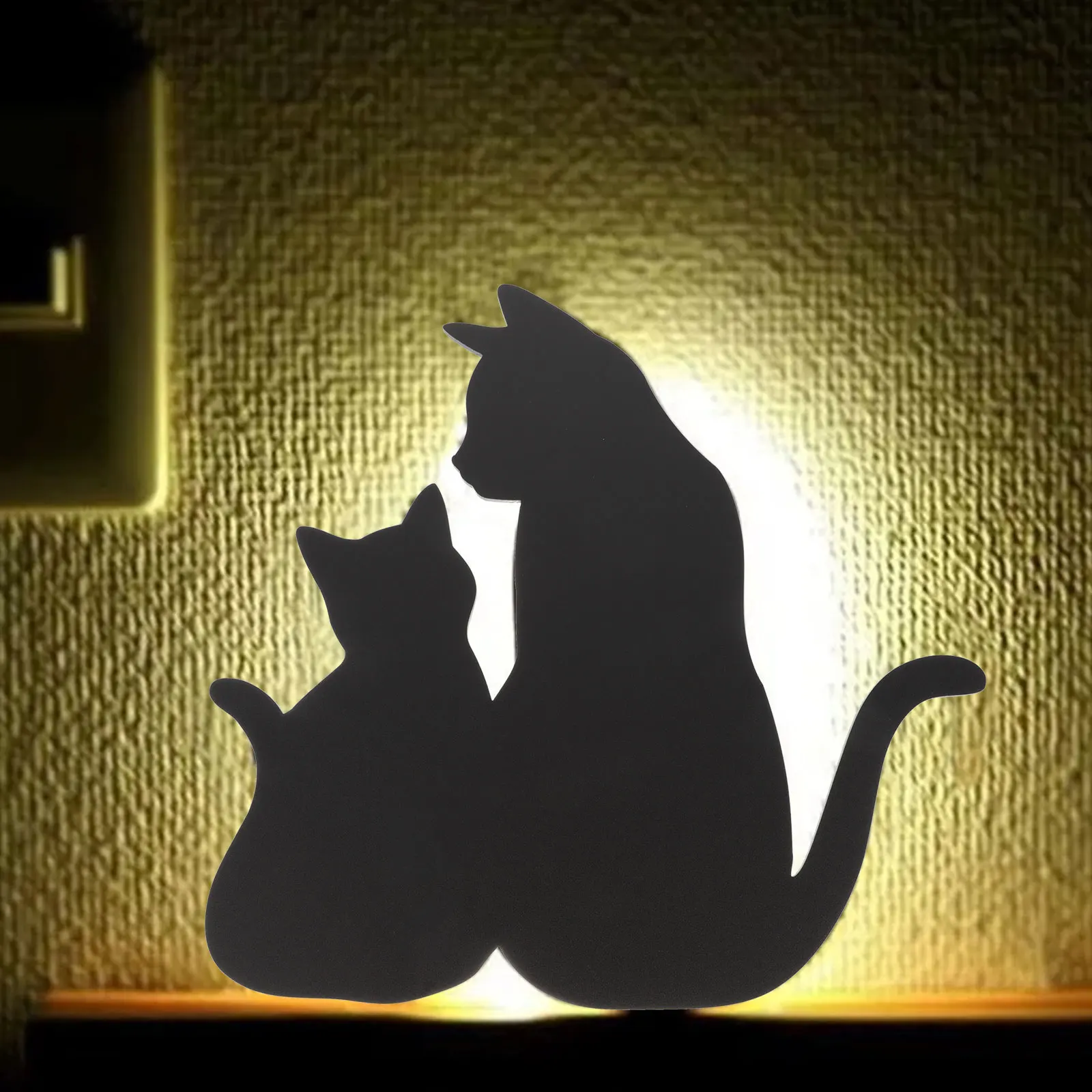 

LED Cat Wall Light Black Operated Night Light Cartoon Cat Lamp for Bedroom Baby Room Corridor