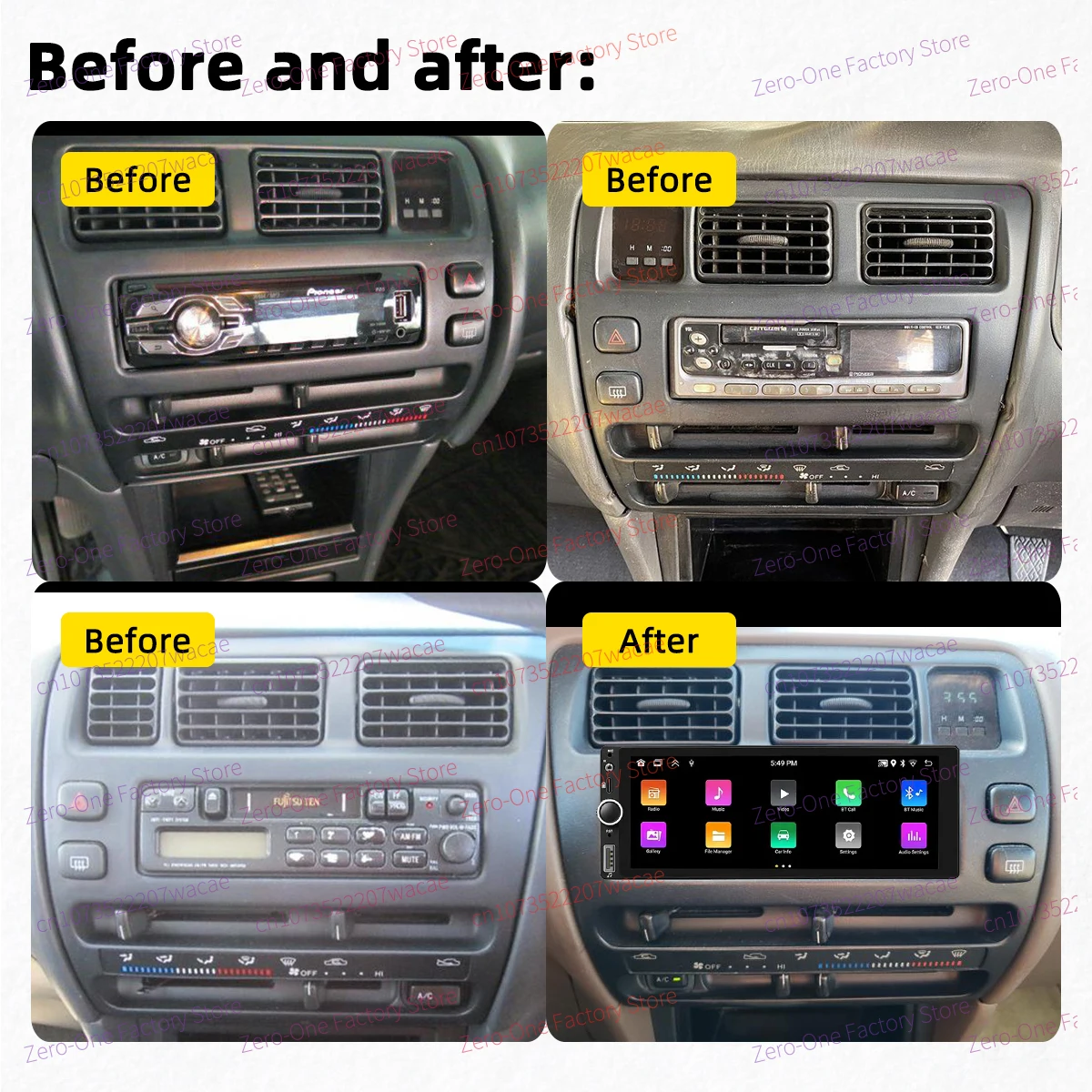 Carplay Android Auto 1 Din Radio Android Car الوسائط المتعددة لسيارة Toyota Corolla Sprinter 1993-1997 6.86 "شاشة وحدة رأس ستيريو