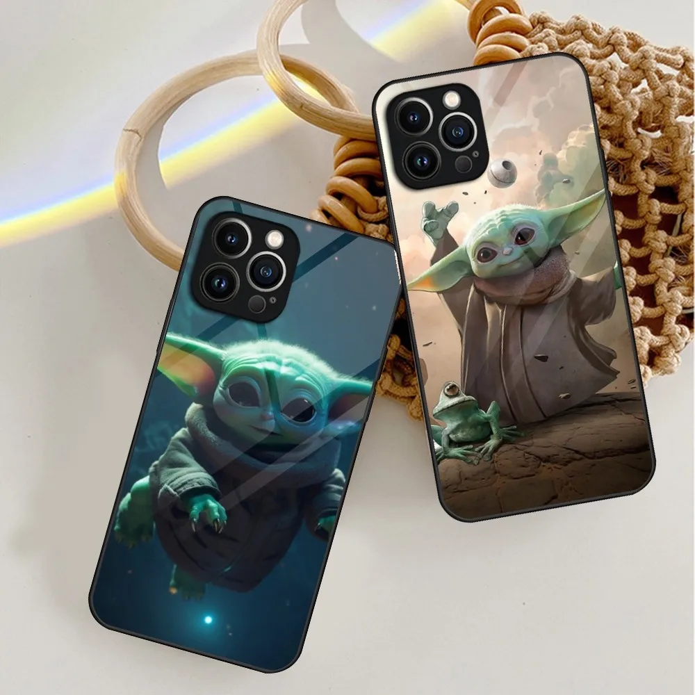 Star Wars Baby Yoda Phone Case For iPhone 13 15 14 12 11 Pro XS Max Plus Mini X XR 8 7 6s SE2020 Tempered Glass Coque