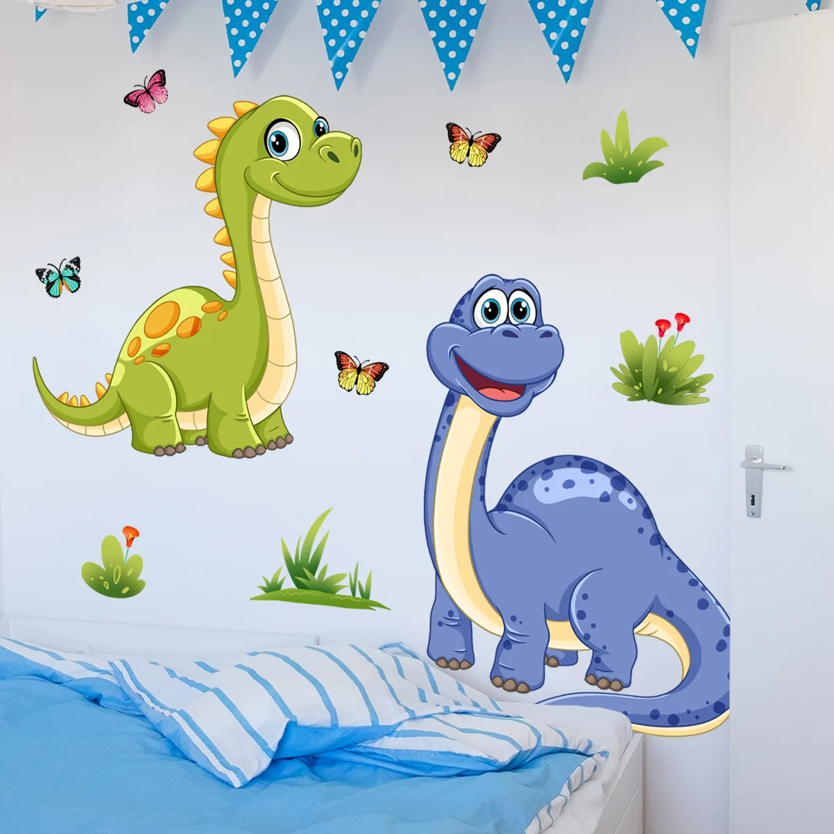 

Teal Dinosaur & Butterfly Wall Decals - Removable Jungle Stickers for Kids' Room & Shop Decor