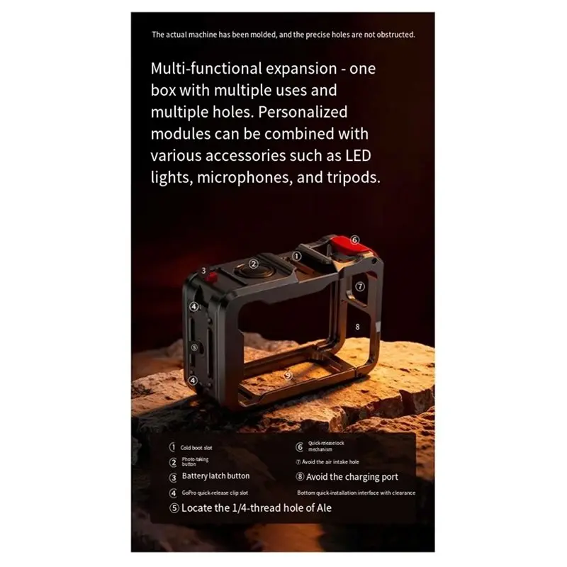 

Hot-For DJI Action5 Pro/4/3 Action Quick-Release And Multi-Function Protective Frame For Camera Cages, Extended Design