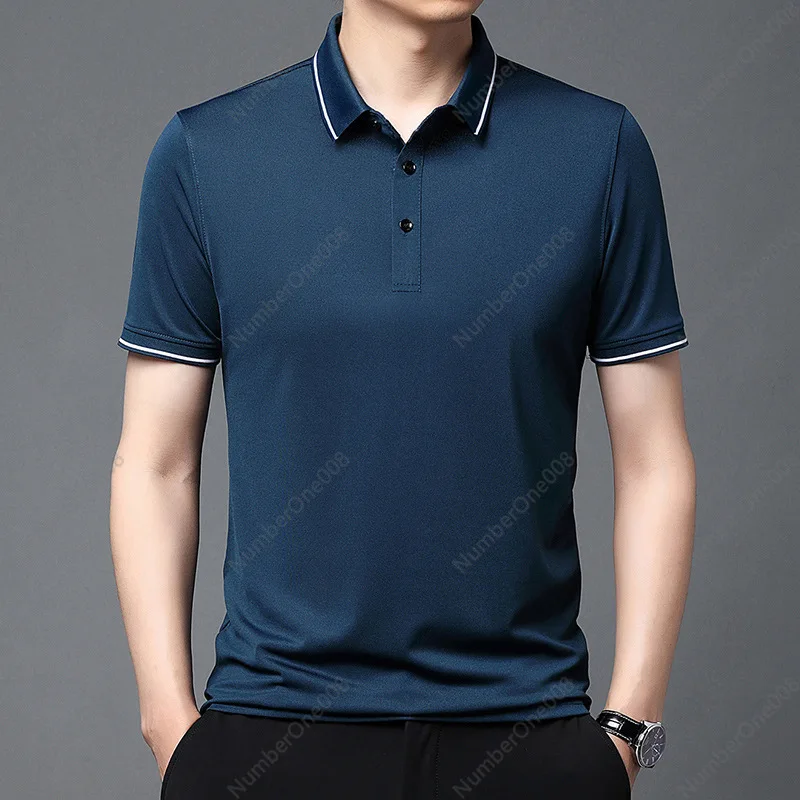 Young and Middle-aged Short-sleeved Polo Shirt Men's Spring and Summer New Thin Men's Lapel Casual Korean Version Versatile Bott