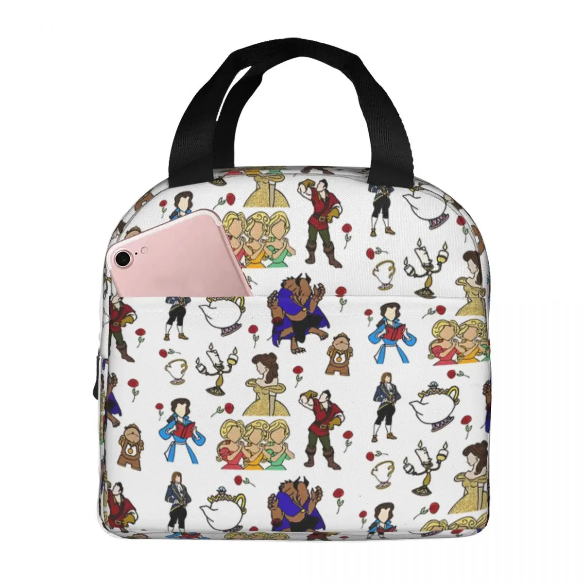 School Once Upon A Time Doodles Multifunction Handheld Disney Beauty and the Beast Outdoor Ice Bag Students Travel Storage Bags