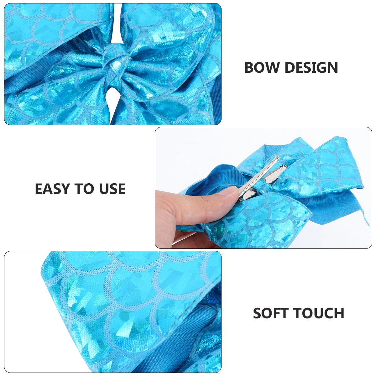 

2pcs Fish Scale Clips Baby Girls Fish Scale Hairpins Bows Curly Bowknot Durable Material Hairpin Kids Hairwear