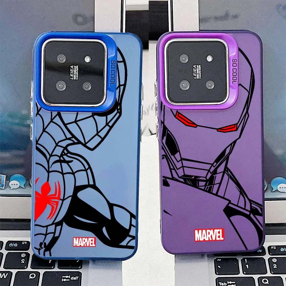 Funda de Teléfono Colorida de Marvel Spider-Man y Iron Man para Xiaomi 15T 14T 13 12T 11 POCO F3 F4 F6 F7 X3 X5 X6 X7 Redmi K60 15 15C