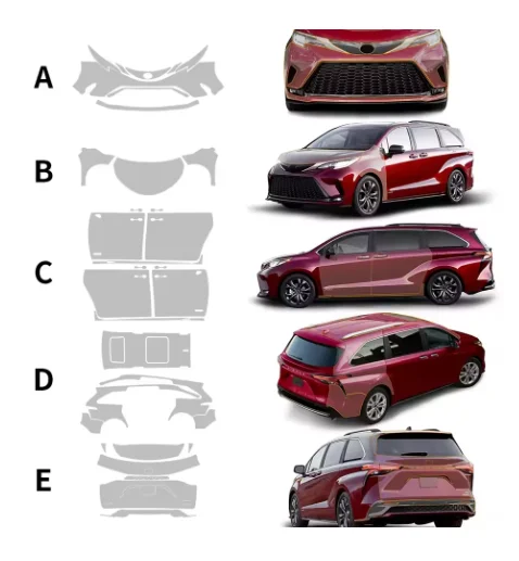 TPU For Toyota Sienna 2022 2023 2024 2025 Bumper Door Pre-cut Sticker Paint Protection Film PPF Scratch-resistant Transparent