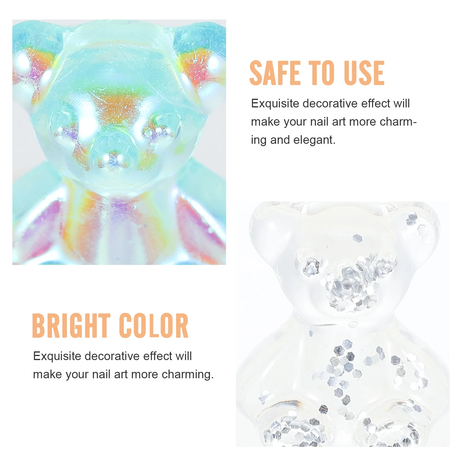 

80Pcs Nail Art DIY Decors Resin Bear Manicure Accessory Unique Cartoon Three-Dimensional Nail Charms Manicure Ornament