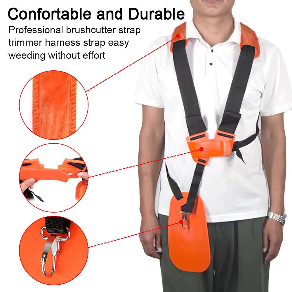 Comfortable Labor Saving Strimmer Padded Belt for Brush Cutter Trimmer Garden Pruner W Shape Double Shoulder Harness Strap