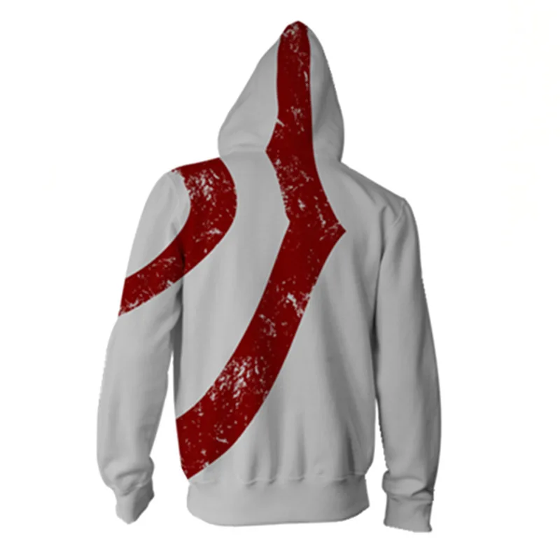 เกม God Of War คอสเพลย์ Kratos ซิป Hoodie ผู้ชายและผู้หญิงเสื้อกีฬา3D การพิมพ์