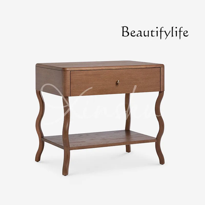 

American medieval solid wood chest cabinet large capacity locker retro small apartment bedside storage side cabinet