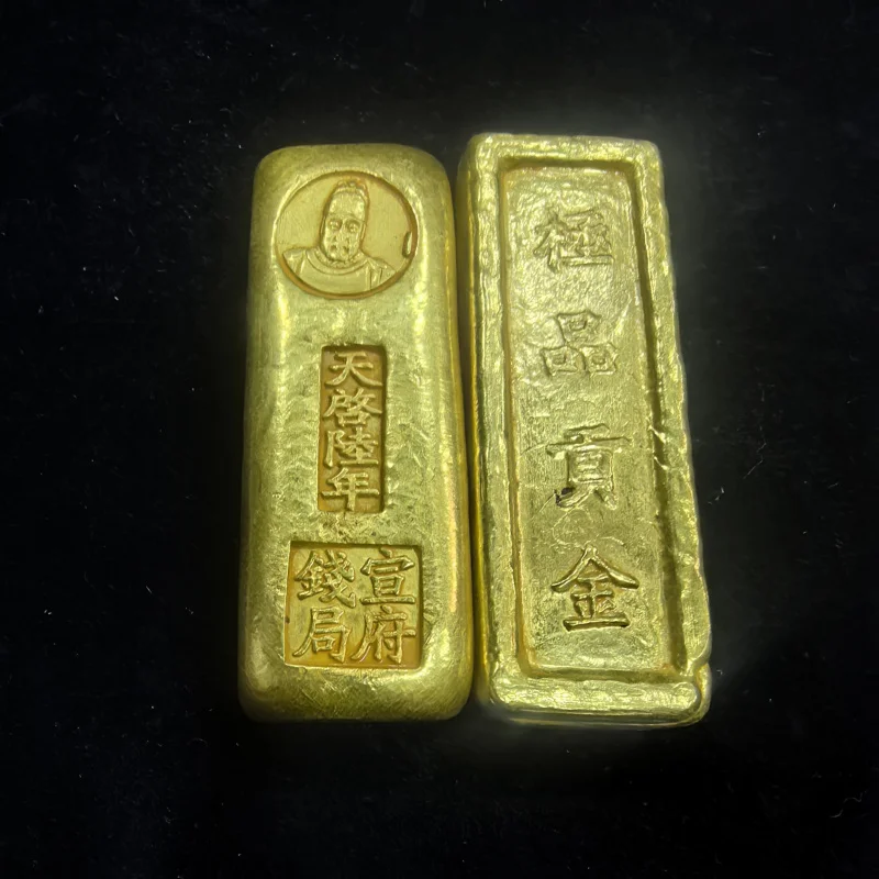 

Антикварные изделия ручной работы: чисто медные золотые слитки и кирпичи в виде традиционных украшений и игрушек в стиле Тяньцзи (Древний Тяньцзи)