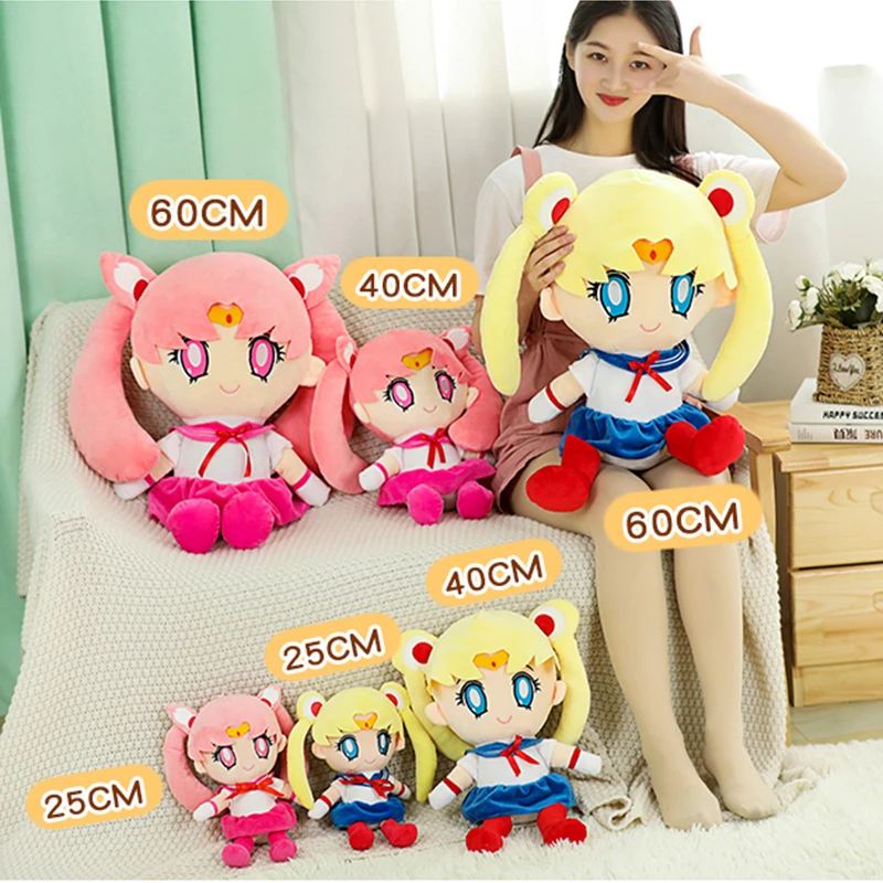 25-60Cm miniso Anime Sailor Moon Plush Toys Tsukino Usagi Cute Girly Heart Dolls Kawaii Room Decor Girls Fine Xmas Gifts