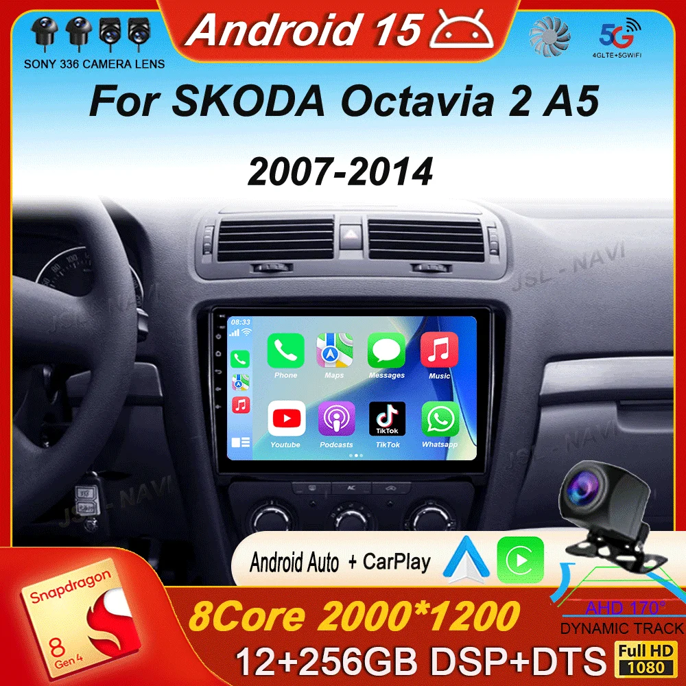 

10.1" Car Radio Multimidia Video Player WIFI+4G 2din Navigation GPS Android 15 For SKODA Octavia 2 A5 2007-2014 Head Unit Stereo