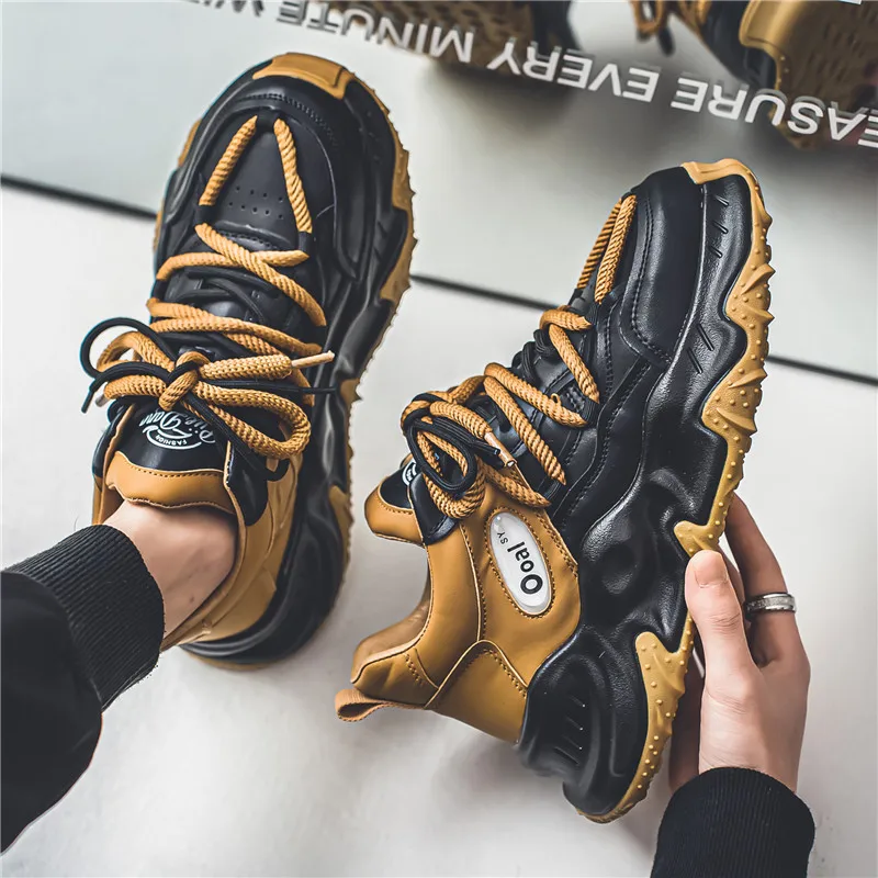 New Fashion Leather Casual Sneakers Men Designer Trainers Men Platform Shoes Streetwear Chunky Sneakers Men zapatillas de hombre