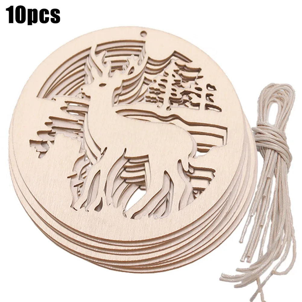 10 قطعة الأشكال الخشبية عادي الحرفية زخرفة شجرة عيد الميلاد زينة معلقة للشماعات العلامات بطاقة صنع الزينة