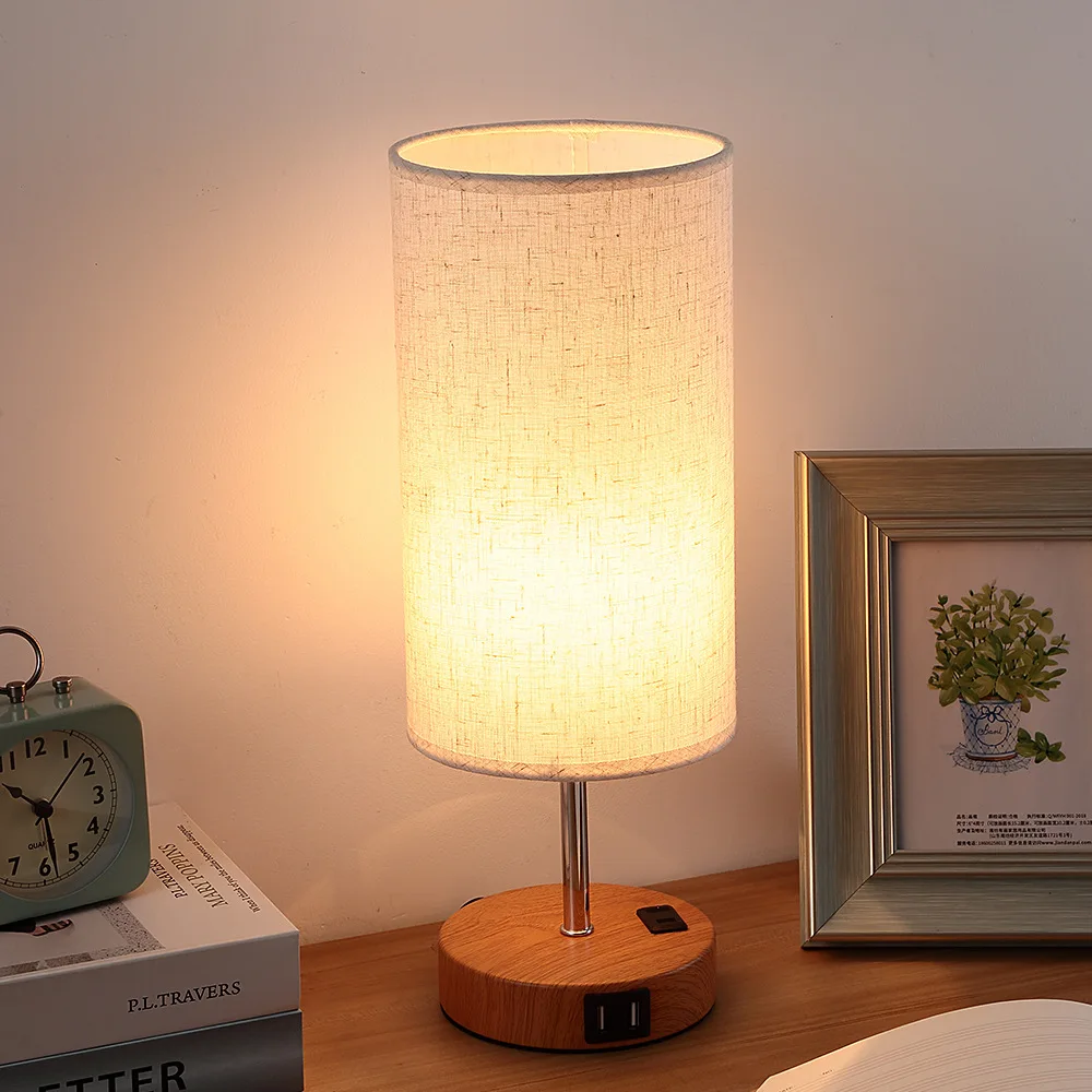 Lampe de Table LED USB à commande tactile, luminosité réglable, lampe de chevet en tissu, éclairage de décoration moderne pour la maison