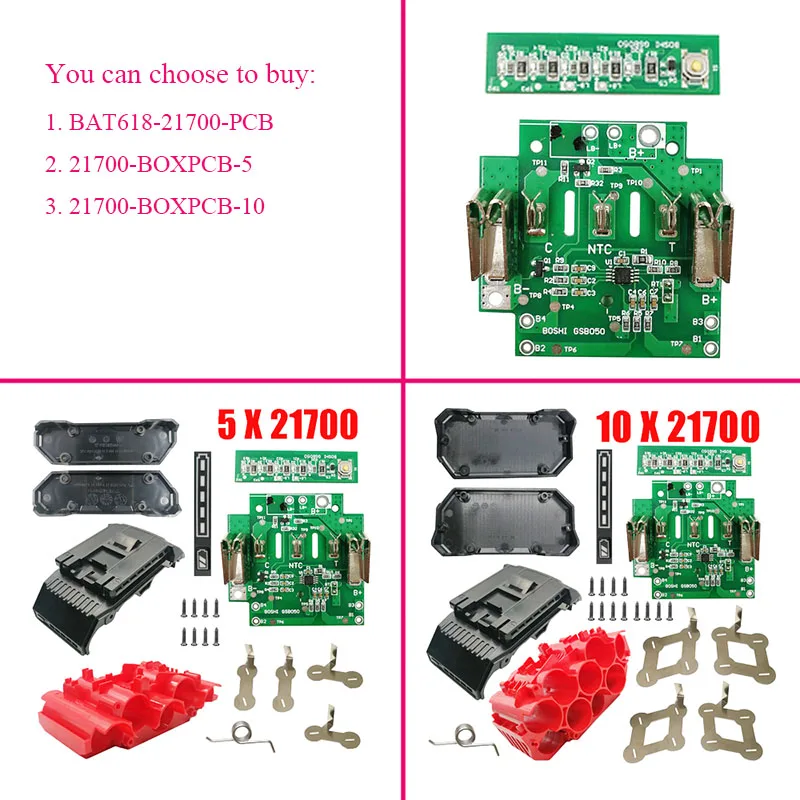 21700 BAT618 Li-ion Battery Plastic Case PCB Charging Protection Circuit Board Shell For Bosch 18V BAT610 BAT609 BAT618G BOX