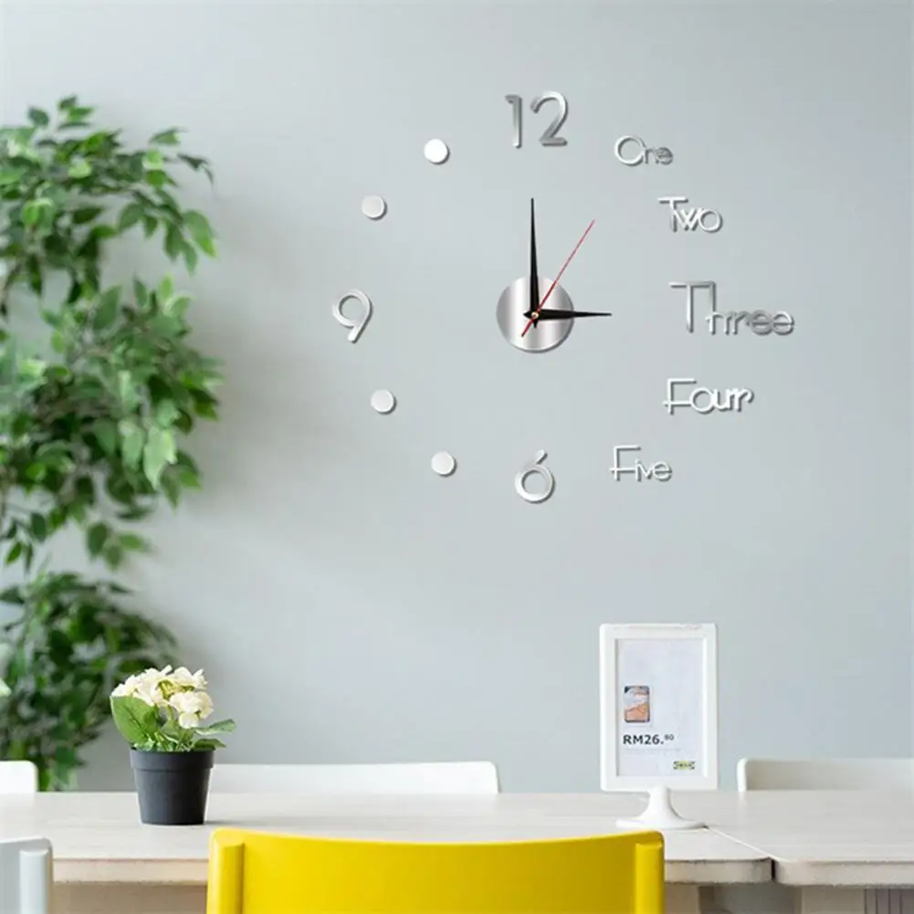 Room Clock Frameless Wall Clock Modern Frameless 3d Wall Clock for Room Bedroom Decor Silent Non Ticking Acrylic Digital Analog