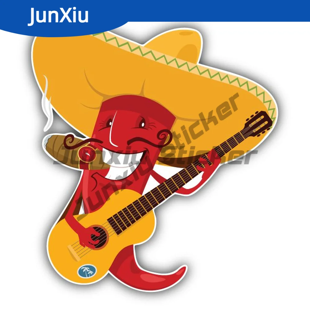 

Red Chili Pepper Guitarist Car Sticker Waterproof Cover Scratches Decal Decoration For Car Laptop Trolley Case Motorcycle Helmet