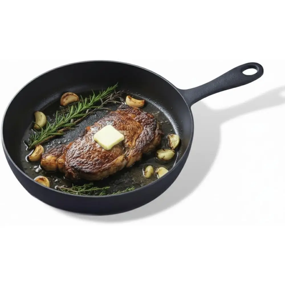 

10 Inch Pre-Seasoned Cast Iron Frying Pan - Nonstick Finish for Grilling, Frying, Sauteing, Searing, Baking - Oven, Stove, Grill