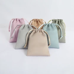 Petits sacs cadeaux en Satin de soie avec Logo personnalisé 8x10cm, Mini pochette d'emballage à cordon pour cadeaux de mariage, sac à bonbons pour invités