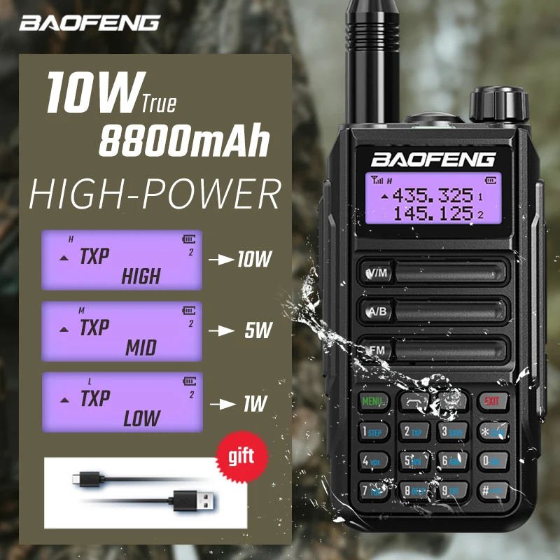 

2023 BAOFENG UV16 Walkie Talkie High Power VHF UHF Dual Band Long Range Portable Transceiver Type-C Charger Waterproof Ham Radio