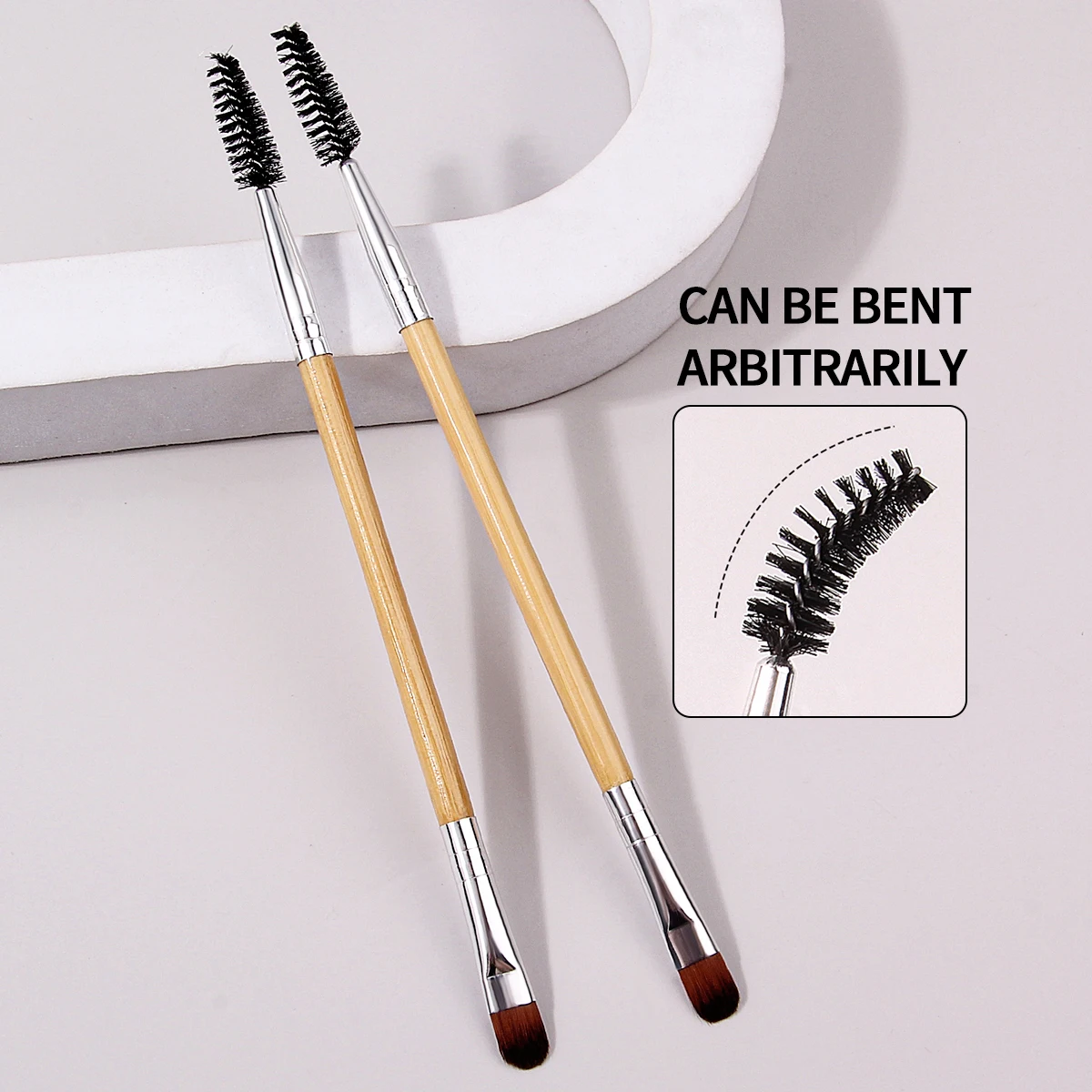 قطعتان من فرشاة مكياج متعددة الوظائف، فرشاة رموش برأسين، فرشاة ظلال عيون، شعيرات صناعية، أداة مكياج عيون سهلة الاستخدام