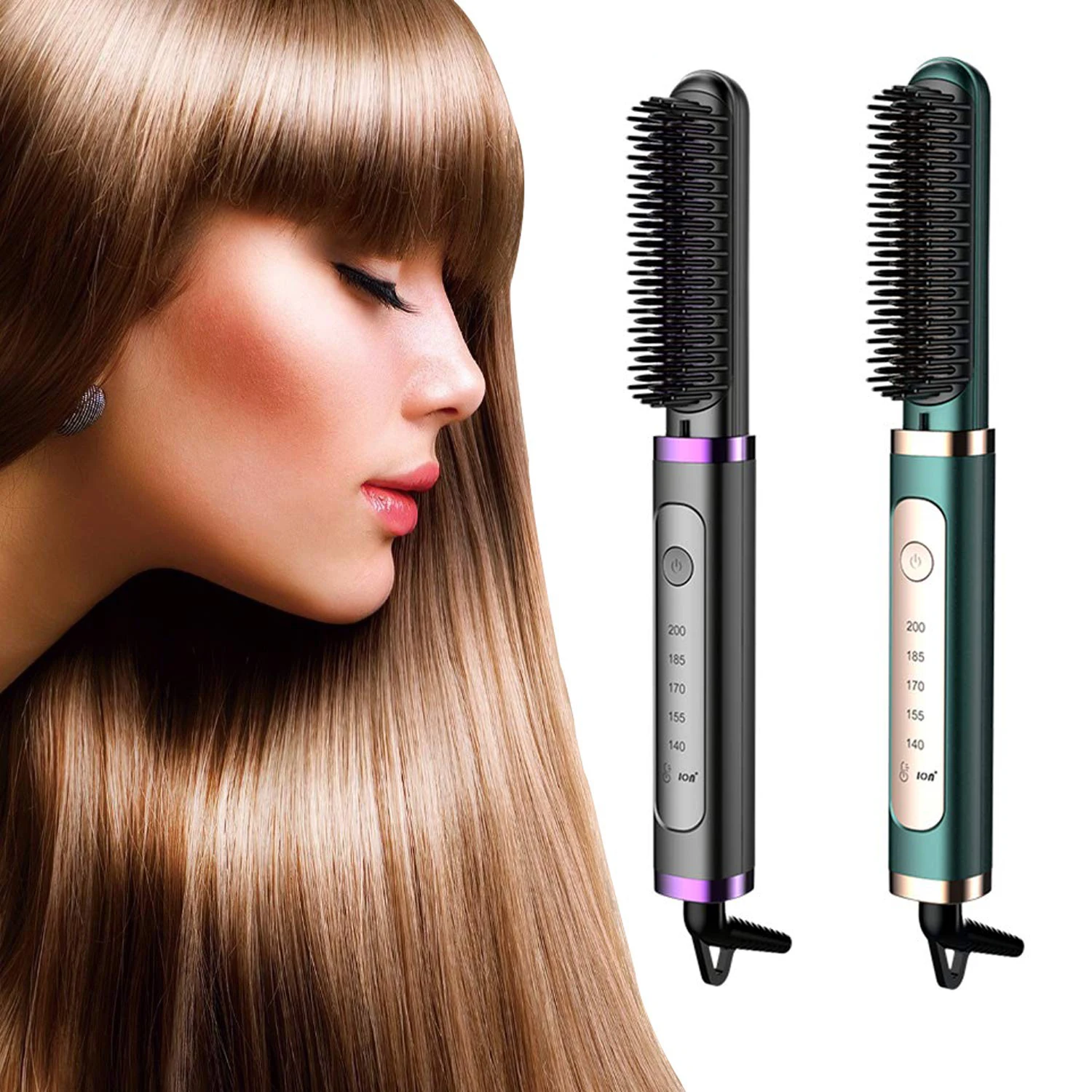 

Portable Electric Ionic Hair Straightener Hairbrush Ion Comb Hair Scalp Massager Brush Hair Straightener Anti-static Styling