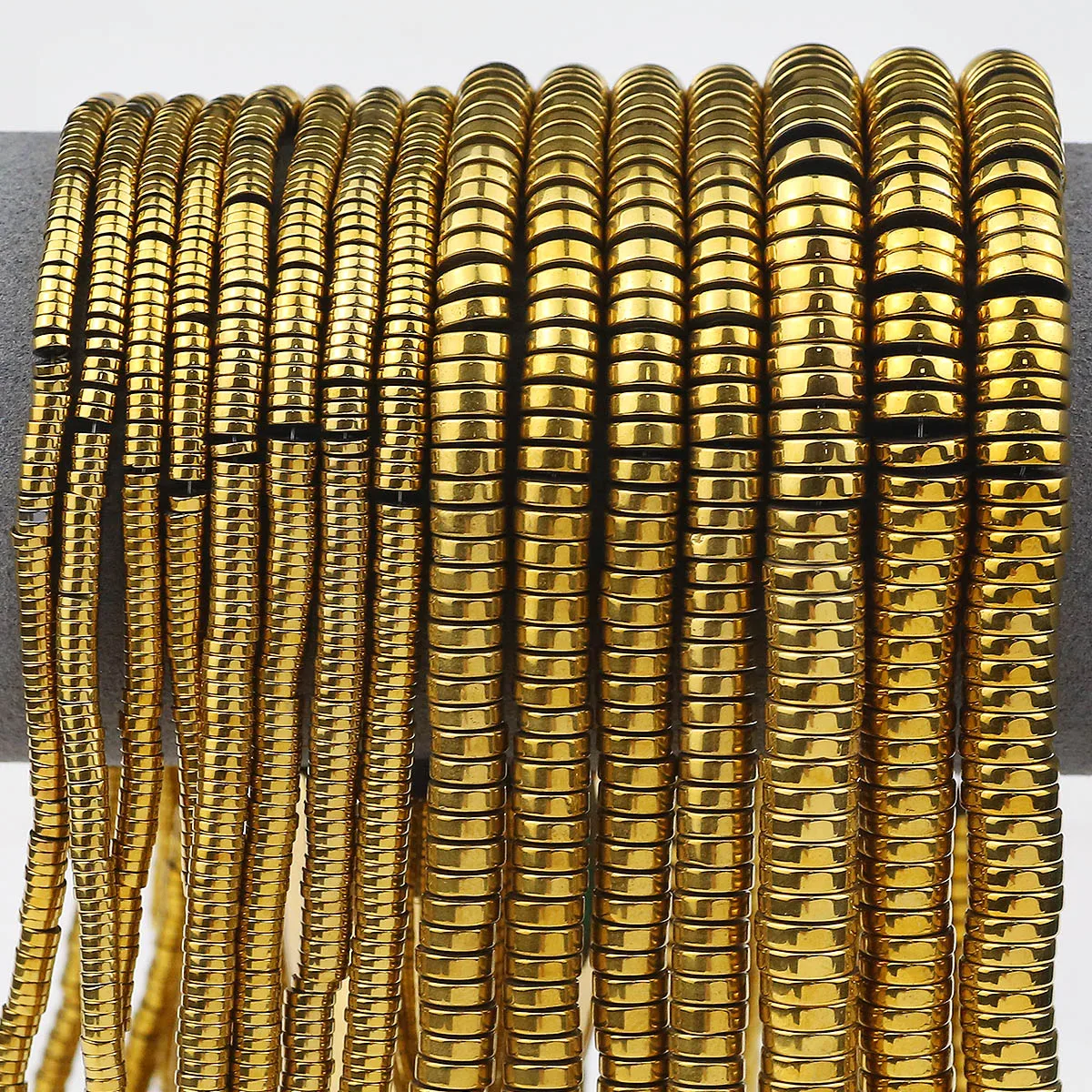 15'' Gold Plated Hematite Natural Stone 3/4/6/8mm Flat Round Coin Loose Spacer Beads For Jewelry Making DIY Bracelets Necklaces