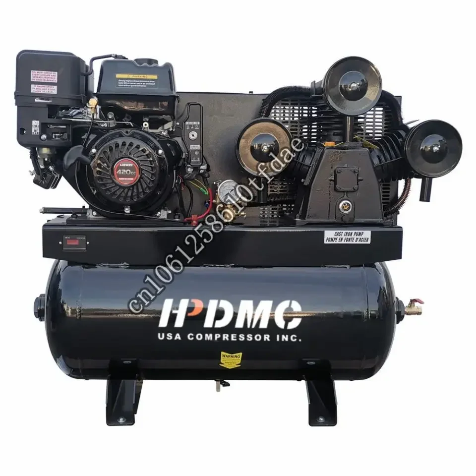 USA Single-Stage Gas-Powered Piston Air Compressor 30-Gallon Horizontal Tank 43.5 CFM at 125 PSI