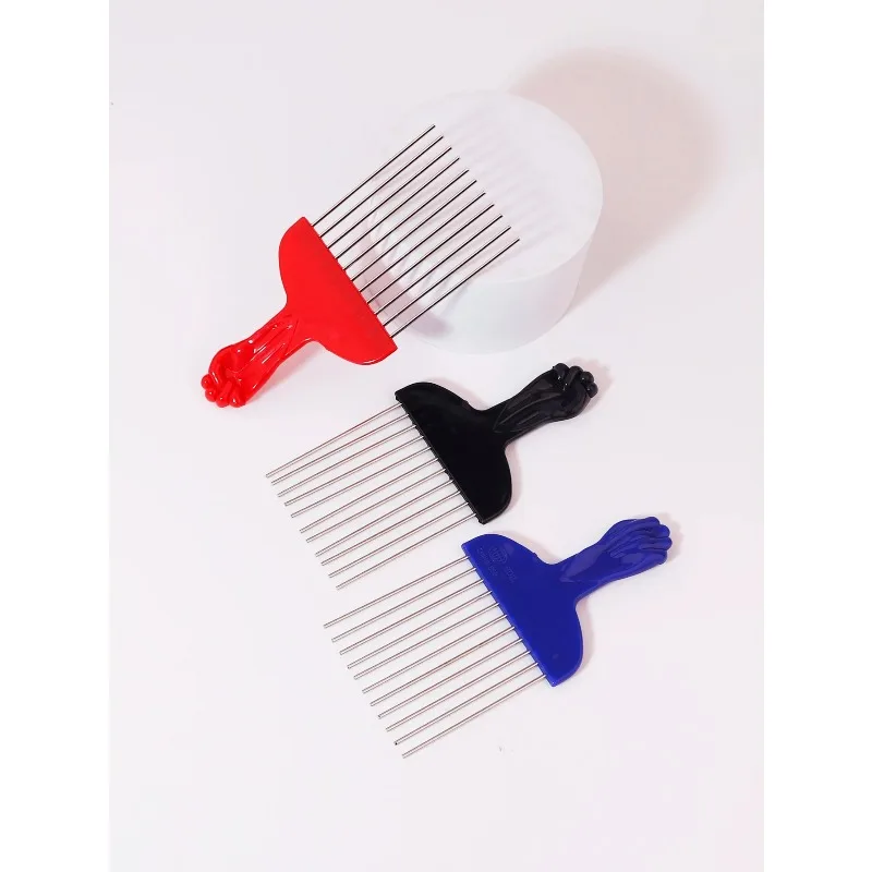 1/3PC Stainless Steel Hair Perm Comb Professional Men's Steel Needle Hairdressing Tool for Real Hair And Wigs