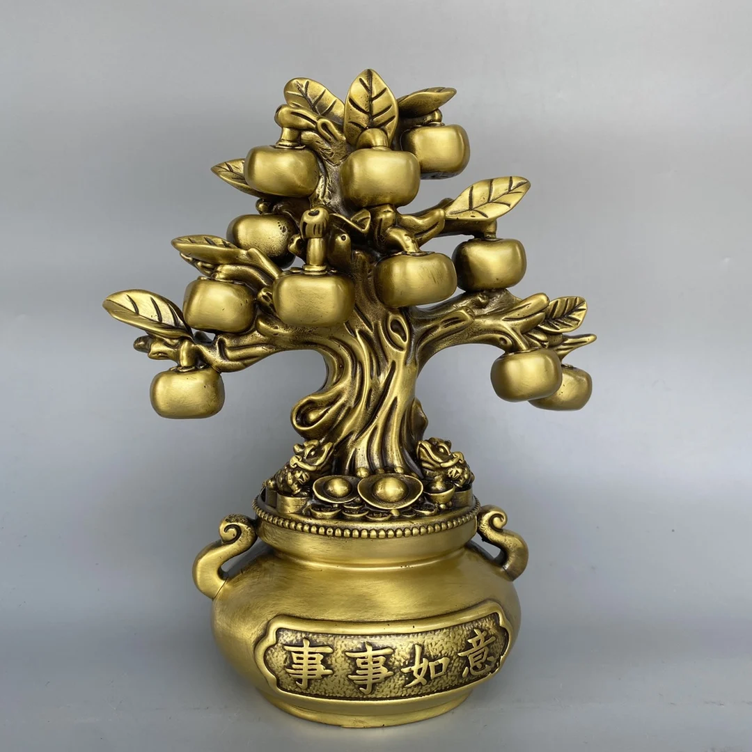 Lucky Totem Metal Animal Bronze Statue Money tree (everything goes well) Good wishes 21 * 12 * 26 * cm, 3 kg