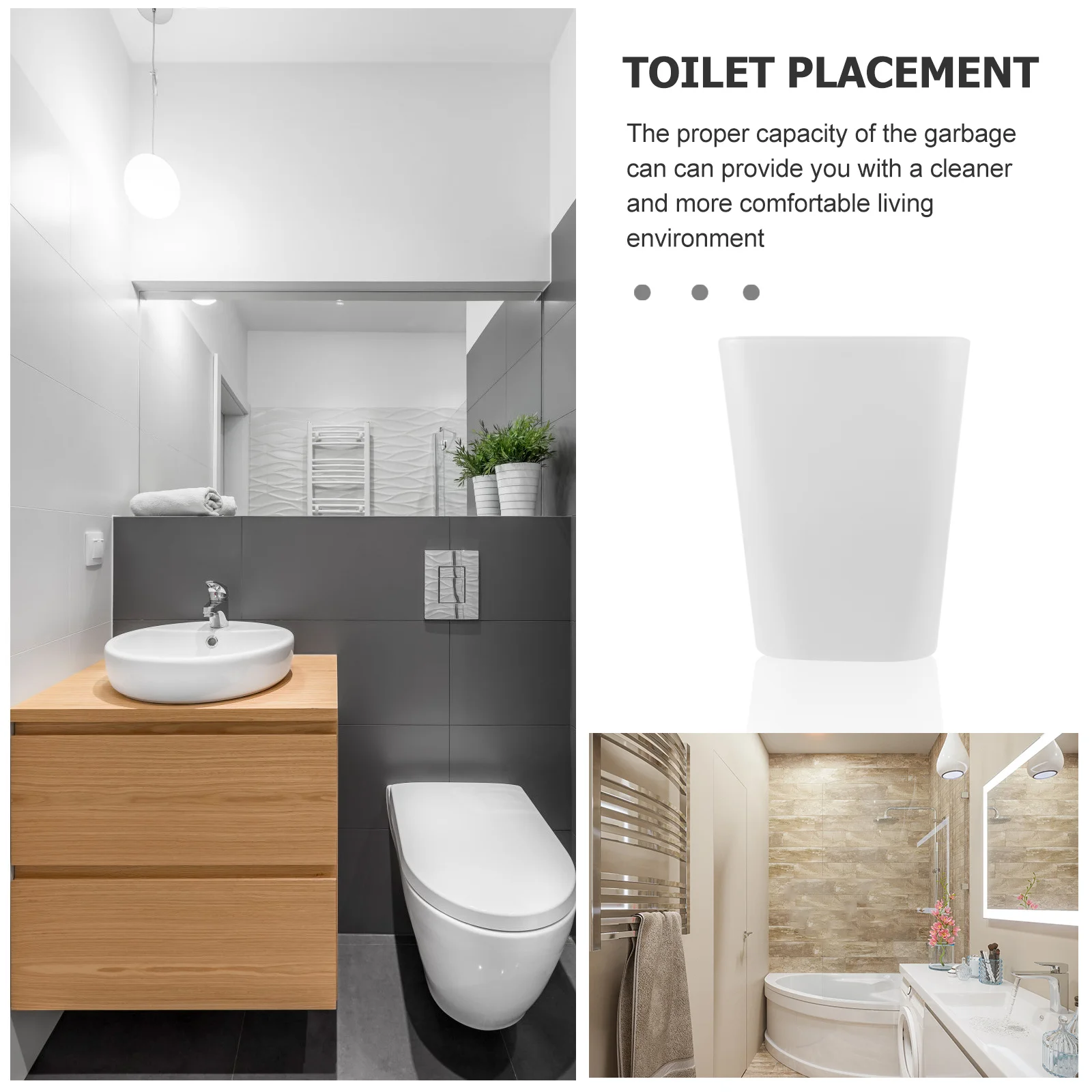 

Square Plastic Trash Bin Sturdy Rubbish Can for Bathroom Office Bedroom Large Capacity Waste Basket Small Trash Can