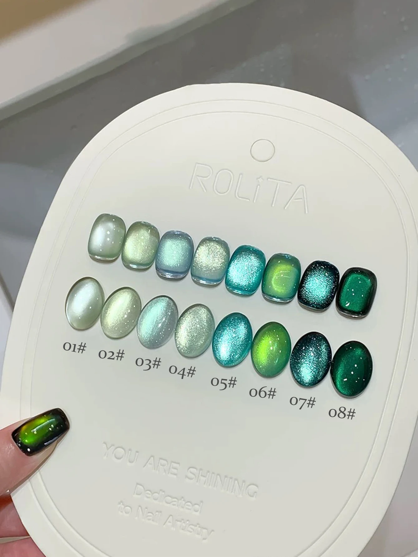 

1-8 шт., 15 мл, осенняя вспышка для ногтей, зеленая стеклянная бусина, гель-лак для ногтей «кошачий глаз», УФ-светодиодная отверждение, праздничный женский подарок, набор для маникюрного салона «сделай сам»