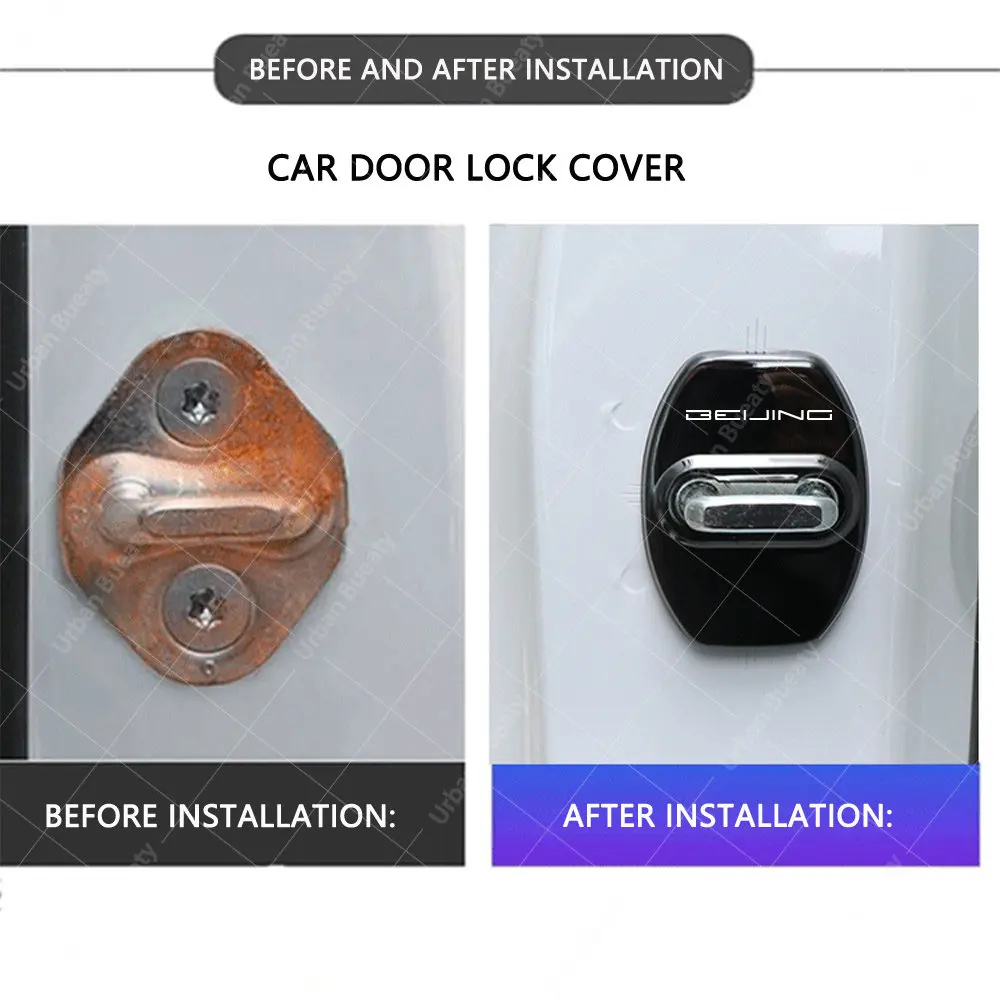 Car Door Lock Cover Auto Emblems Case for Baic Beijing EX3 EX5 U5 U7 X3 X5 X7 EU5 EU7 BJ20 BJ30 BJ40 Car Styling Auto Accessorie