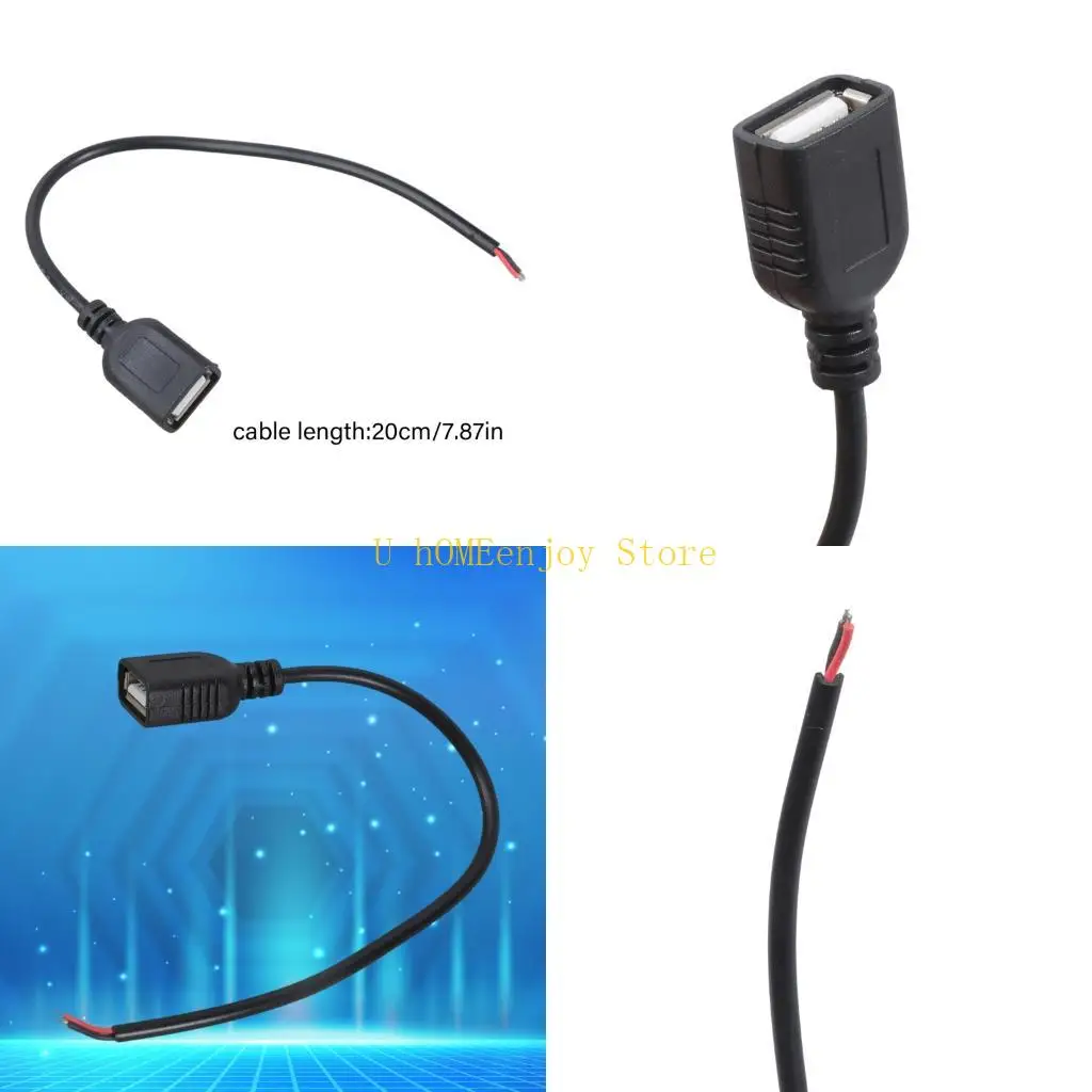 B0KF 20cm USB Pigtail Power Cable Open End Connectors Line For Small Home Appliances