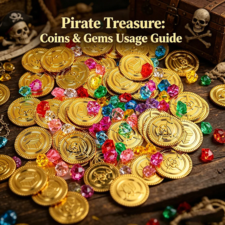 

100pcs Pirate Gold Coins with Gemstone Halloween Birthday Party Decoration Treasure Box Filler Haunted House Prop Christmas Gift