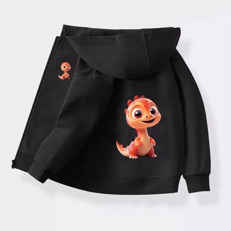 Little Boys Dinosaur Jacket Spring and Autumn Cotton Outerwear Children Panda Printed Hoodeds with Zipper 6-10T