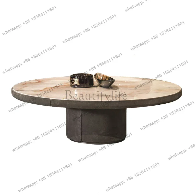 YJ Nordic modern light luxury master design living room sofa combination coffee table marble edge table household