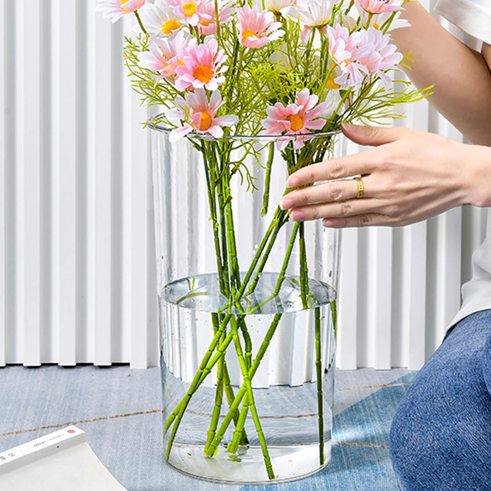 

2pcs Bucket Transparent Storage Buckets Home Office Decor Multi-functional Anti-fall Design Elegant Cylinder Flowerpot Large