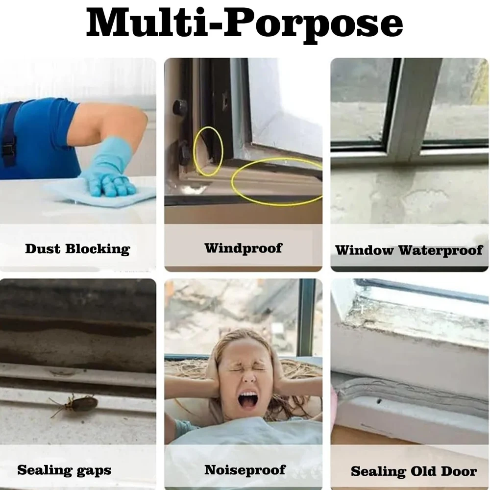 3 м дверная уплотнительная лента, самоклеящаяся оконная уплотнительная лента, ветрозащитная пылезащитная лента для домашней двери, прозрачная звукоизоляционная уплотнительная лента
